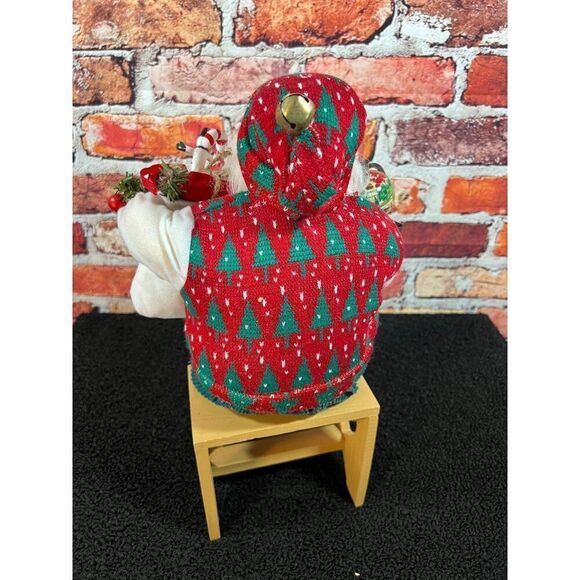Vintage Santa Claus Figurine In Chair With List & Holiday Decorations - Picture 5 of 5
